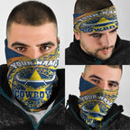 Personalized North Queensland Cowboys Neck Gaiter Polynesian Tribal Chest and Sleeve Tattoo