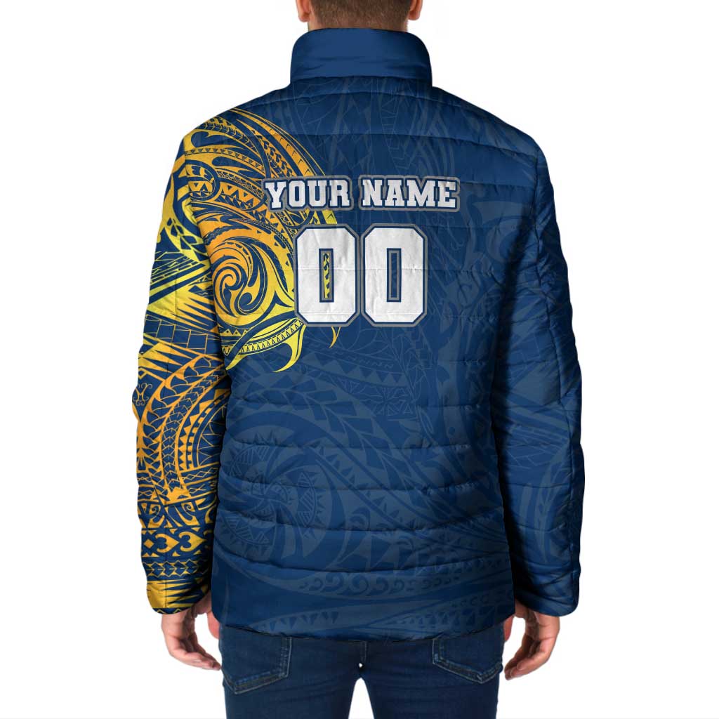 Personalized North Queensland Cowboys Padded Jacket Polynesian Tribal Chest and Sleeve Tattoo