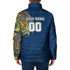 Personalized North Queensland Cowboys Padded Jacket Polynesian Tribal Chest and Sleeve Tattoo
