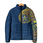 Personalized North Queensland Cowboys Padded Jacket Polynesian Tribal Chest and Sleeve Tattoo