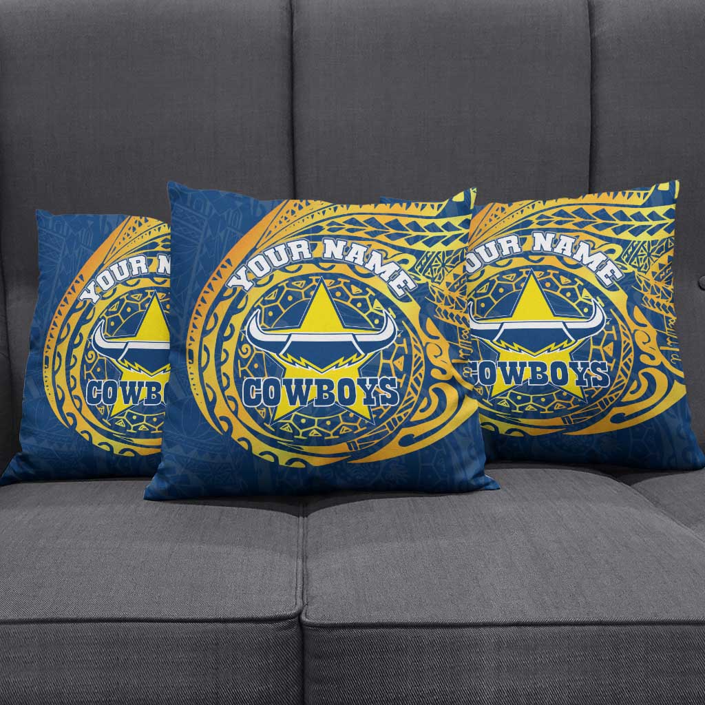 Personalized North Queensland Cowboys Pillow Cover Polynesian Tribal Chest and Sleeve Tattoo
