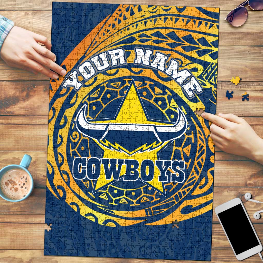 Personalized North Queensland Cowboys Puzzle Polynesian Tribal Chest and Sleeve Tattoo