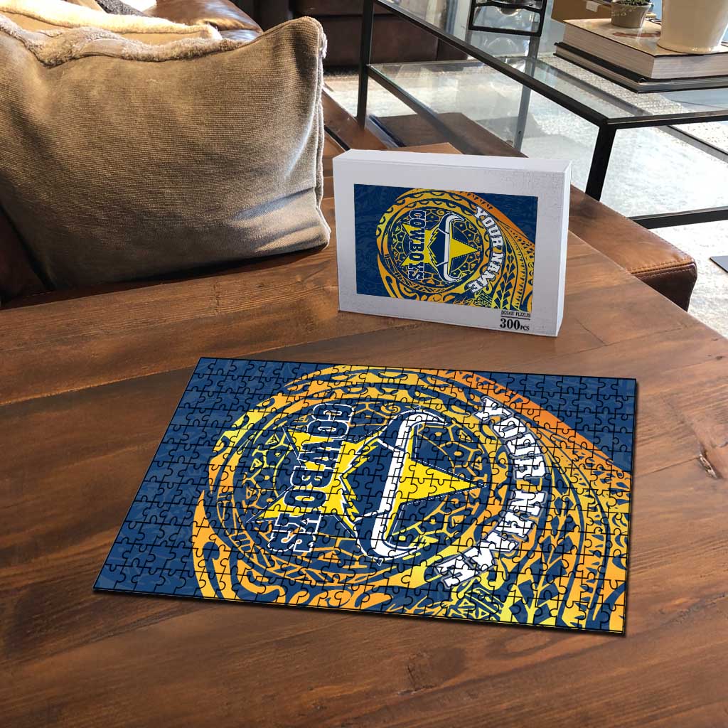 Personalized North Queensland Cowboys Puzzle Polynesian Tribal Chest and Sleeve Tattoo