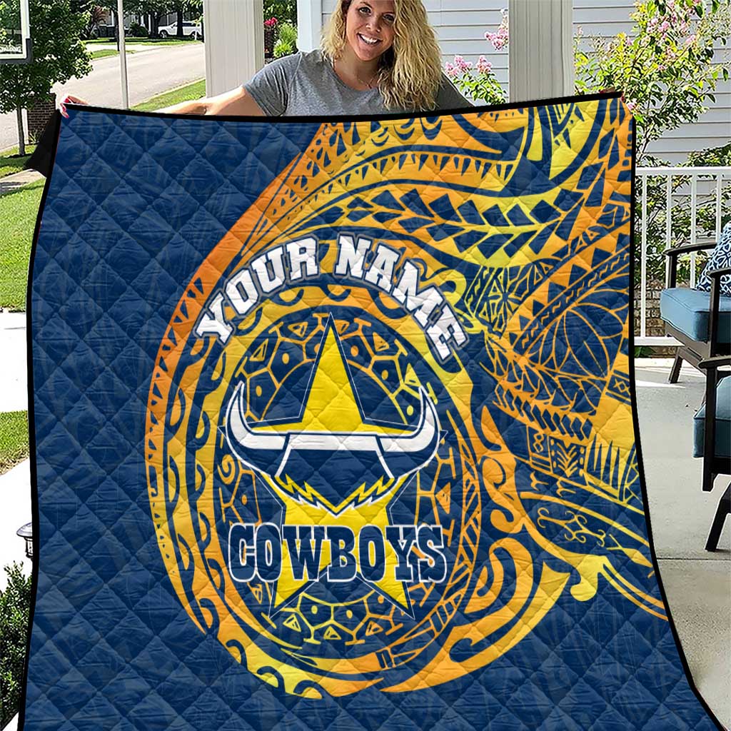 Personalized North Queensland Cowboys Quilt Polynesian Tribal Chest and Sleeve Tattoo