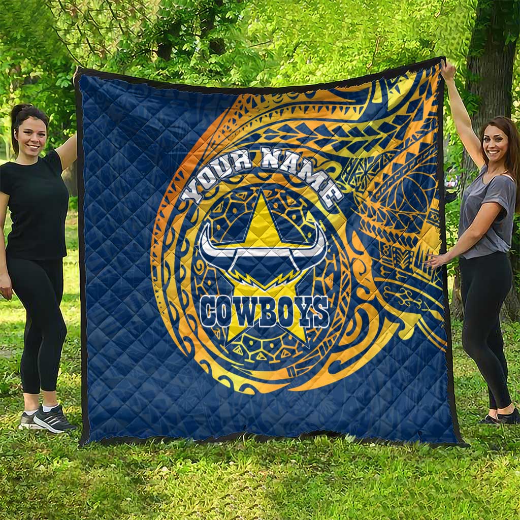 Personalized North Queensland Cowboys Quilt Polynesian Tribal Chest and Sleeve Tattoo