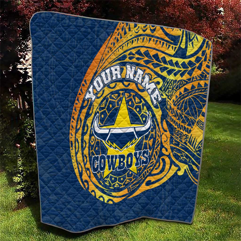 Personalized North Queensland Cowboys Quilt Polynesian Tribal Chest and Sleeve Tattoo