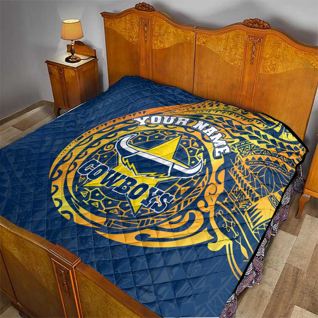Personalized North Queensland Cowboys Quilt Polynesian Tribal Chest and Sleeve Tattoo