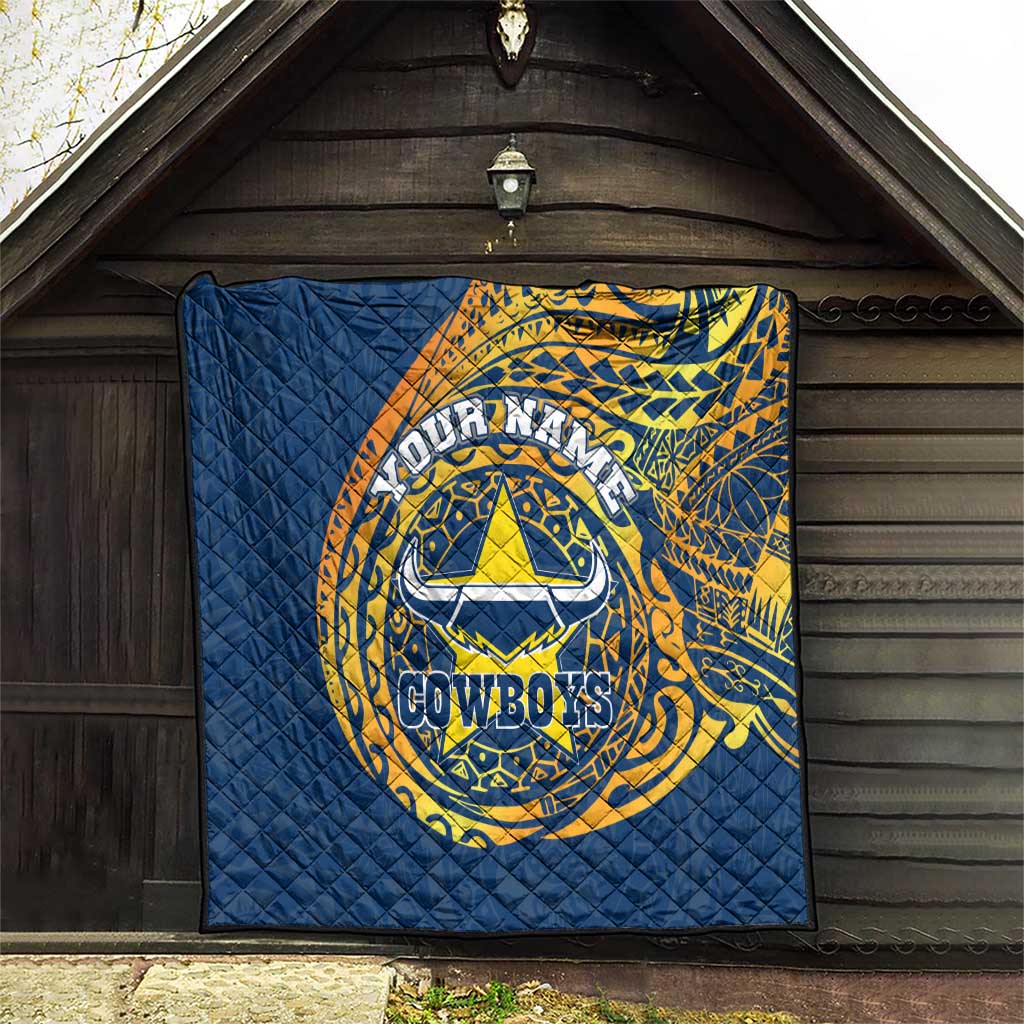 Personalized North Queensland Cowboys Quilt Polynesian Tribal Chest and Sleeve Tattoo