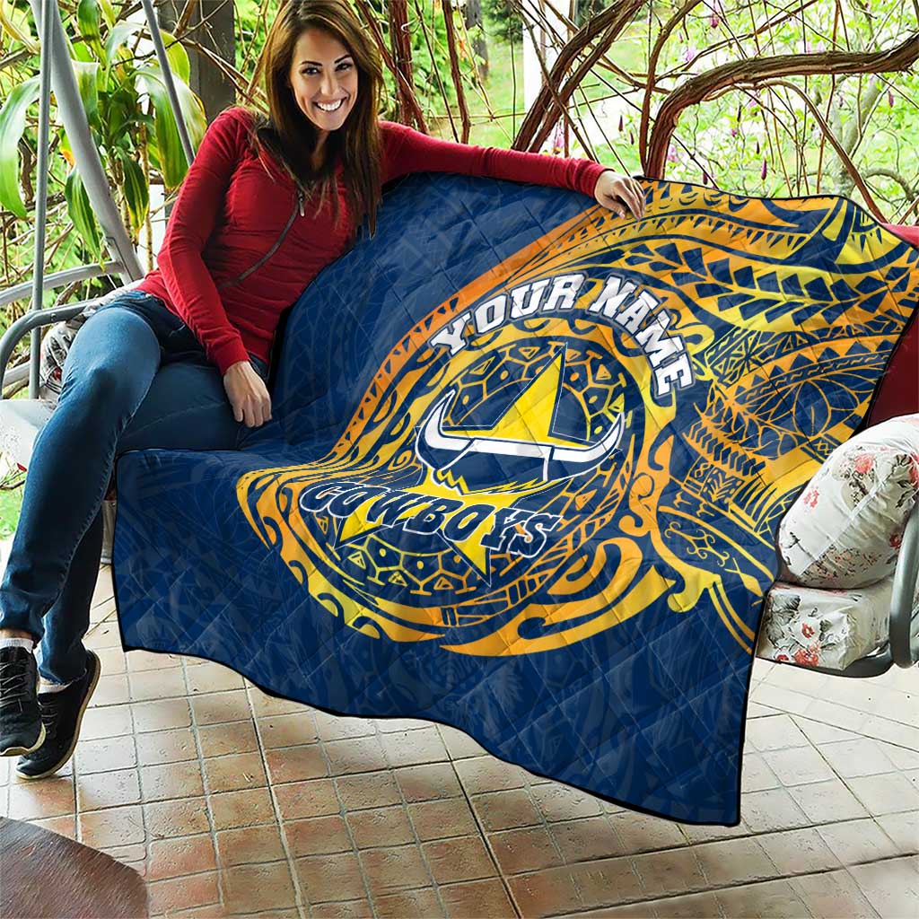 Personalized North Queensland Cowboys Quilt Polynesian Tribal Chest and Sleeve Tattoo
