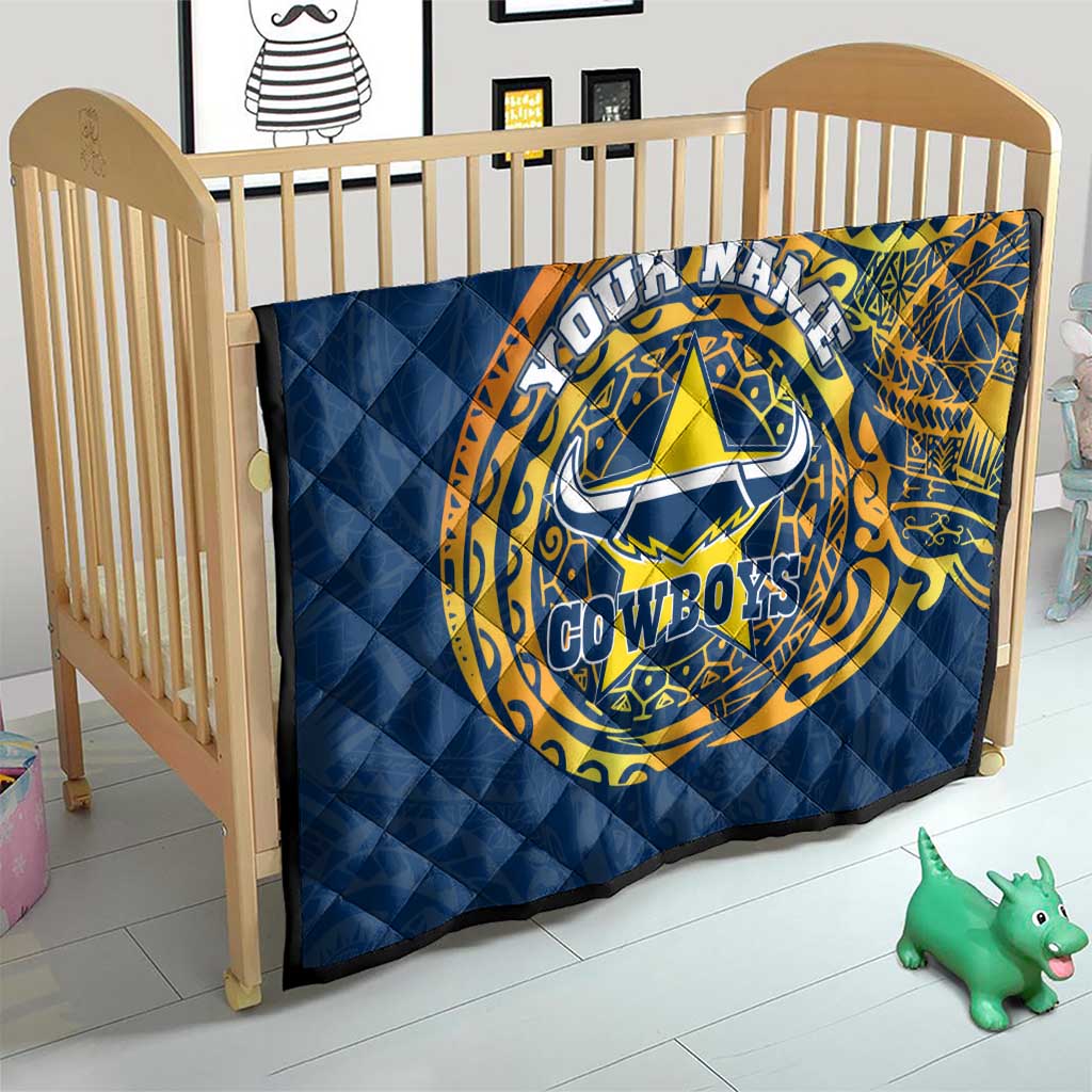 Personalized North Queensland Cowboys Quilt Polynesian Tribal Chest and Sleeve Tattoo