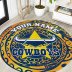Personalized North Queensland Cowboys Round Carpet Polynesian Tribal Chest and Sleeve Tattoo