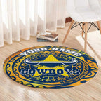 Personalized North Queensland Cowboys Round Carpet Polynesian Tribal Chest and Sleeve Tattoo