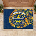 Personalized North Queensland Cowboys Rubber Doormat Polynesian Tribal Chest and Sleeve Tattoo