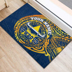 Personalized North Queensland Cowboys Rubber Doormat Polynesian Tribal Chest and Sleeve Tattoo