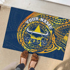 Personalized North Queensland Cowboys Rubber Doormat Polynesian Tribal Chest and Sleeve Tattoo