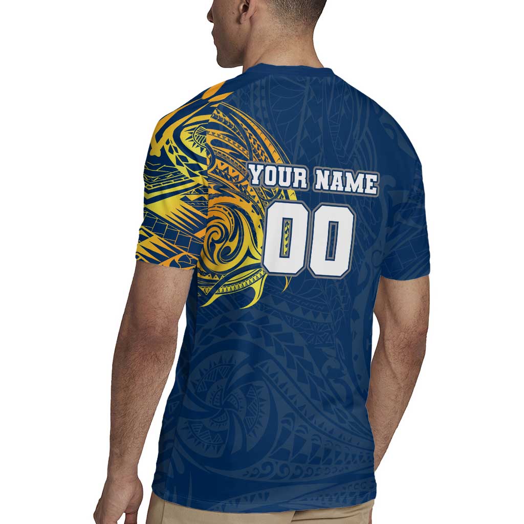 Personalized North Queensland Cowboys Rugby Jersey Polynesian Tribal Chest and Sleeve Tattoo
