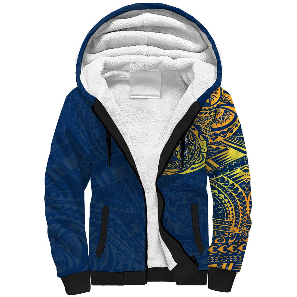 Personalized North Queensland Cowboys Sherpa Hoodie Polynesian Tribal Chest and Sleeve Tattoo