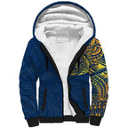 Personalized North Queensland Cowboys Sherpa Hoodie Polynesian Tribal Chest and Sleeve Tattoo