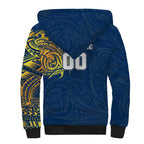Personalized North Queensland Cowboys Sherpa Hoodie Polynesian Tribal Chest and Sleeve Tattoo
