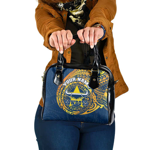 Personalized North Queensland Cowboys Shoulder Handbag Polynesian Tribal Chest and Sleeve Tattoo