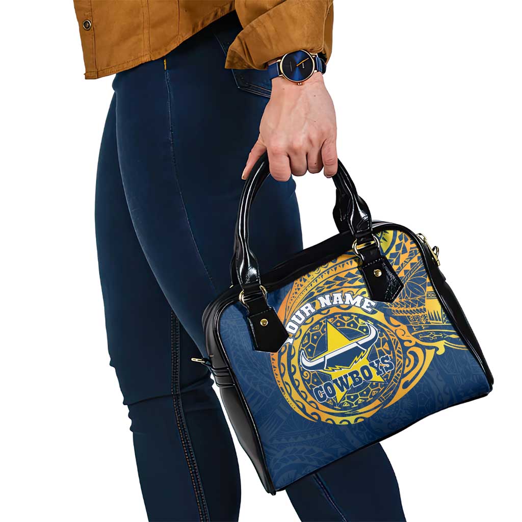 Personalized North Queensland Cowboys Shoulder Handbag Polynesian Tribal Chest and Sleeve Tattoo