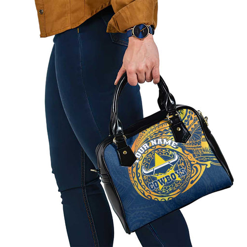 Personalized North Queensland Cowboys Shoulder Handbag Polynesian Tribal Chest and Sleeve Tattoo