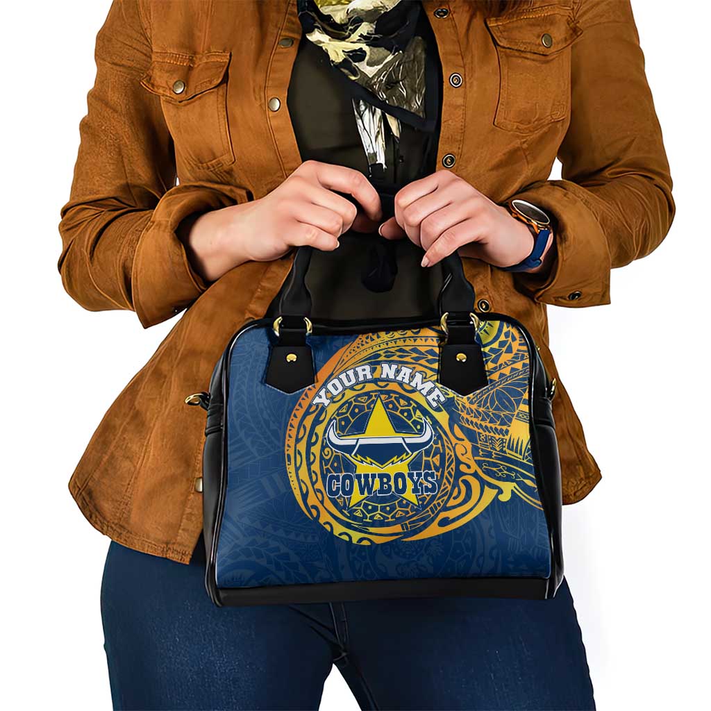 Personalized North Queensland Cowboys Shoulder Handbag Polynesian Tribal Chest and Sleeve Tattoo