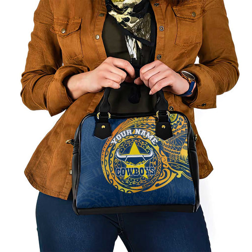 Personalized North Queensland Cowboys Shoulder Handbag Polynesian Tribal Chest and Sleeve Tattoo