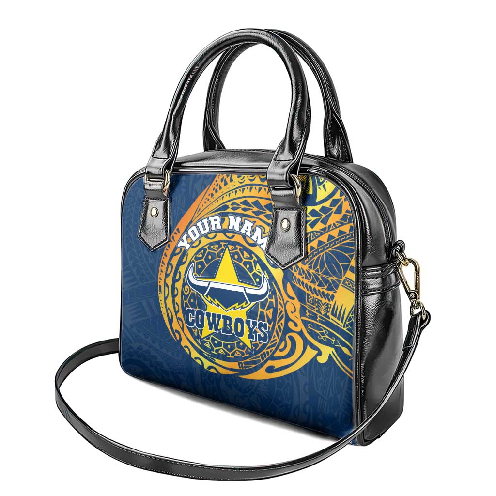 Personalized North Queensland Cowboys Shoulder Handbag Polynesian Tribal Chest and Sleeve Tattoo