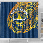 Personalized North Queensland Cowboys Shower Curtain Polynesian Tribal Chest and Sleeve Tattoo