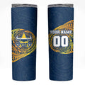 Personalized North Queensland Cowboys Skinny Tumbler Polynesian Tribal Chest and Sleeve Tattoo