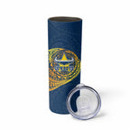 Personalized North Queensland Cowboys Skinny Tumbler Polynesian Tribal Chest and Sleeve Tattoo