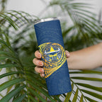 Personalized North Queensland Cowboys Skinny Tumbler Polynesian Tribal Chest and Sleeve Tattoo