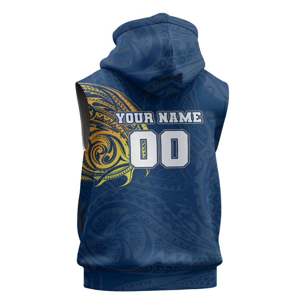 Personalized North Queensland Cowboys Sleeveless Hoodie Polynesian Tribal Chest and Sleeve Tattoo