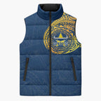 Personalized North Queensland Cowboys Sleeveless Puffer Jacket Polynesian Tribal Chest and Sleeve Tattoo