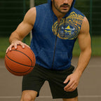 Personalized North Queensland Cowboys Sleeveless Zip Hoodie Polynesian Tribal Chest and Sleeve Tattoo