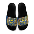 Personalized North Queensland Cowboys Slide Sandals Polynesian Tribal Chest and Sleeve Tattoo