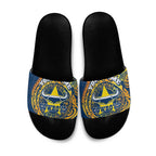 Personalized North Queensland Cowboys Slide Sandals Polynesian Tribal Chest and Sleeve Tattoo