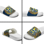 Personalized North Queensland Cowboys Slide Sandals Polynesian Tribal Chest and Sleeve Tattoo