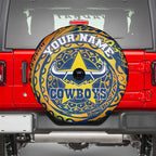 Personalized North Queensland Cowboys Spare Tire Cover Polynesian Tribal Chest and Sleeve Tattoo