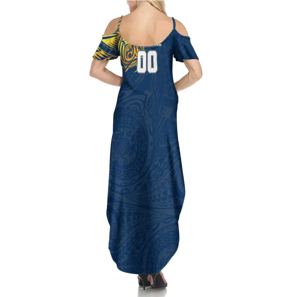 Personalized North Queensland Cowboys Summer Maxi Dress Polynesian Tribal Chest and Sleeve Tattoo