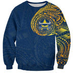 Personalized North Queensland Cowboys Sweatshirt Polynesian Tribal Chest and Sleeve Tattoo