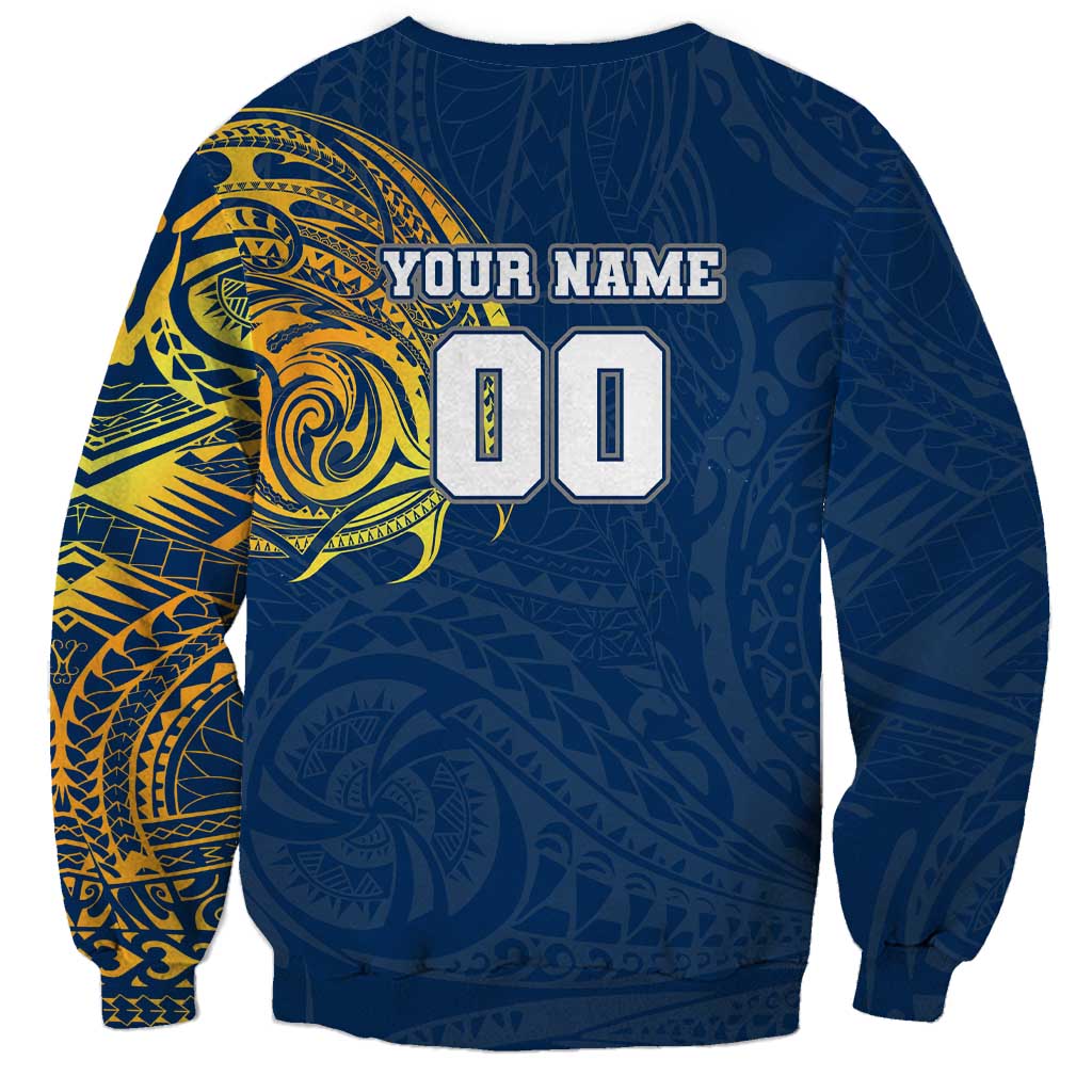 Personalized North Queensland Cowboys Sweatshirt Polynesian Tribal Chest and Sleeve Tattoo
