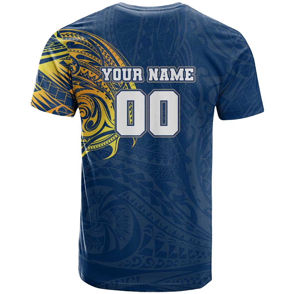 Personalized North Queensland Cowboys T Shirt Polynesian Tribal Chest and Sleeve Tattoo