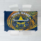 Personalized North Queensland Cowboys Tablecloth Polynesian Tribal Chest and Sleeve Tattoo