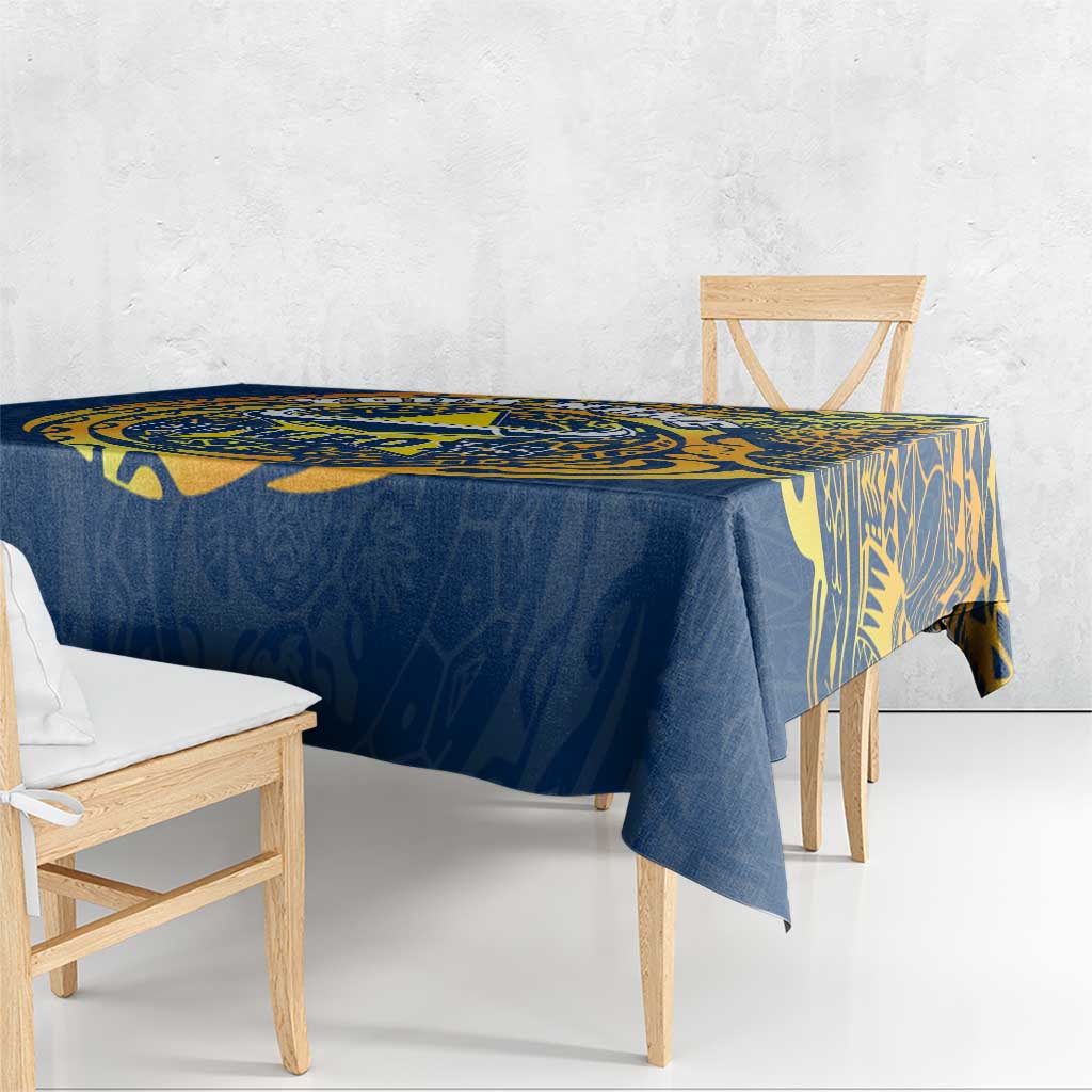 Personalized North Queensland Cowboys Tablecloth Polynesian Tribal Chest and Sleeve Tattoo