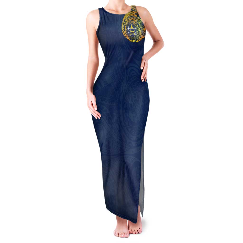 Personalized North Queensland Cowboys Tank Maxi Dress Polynesian Tribal Chest and Sleeve Tattoo