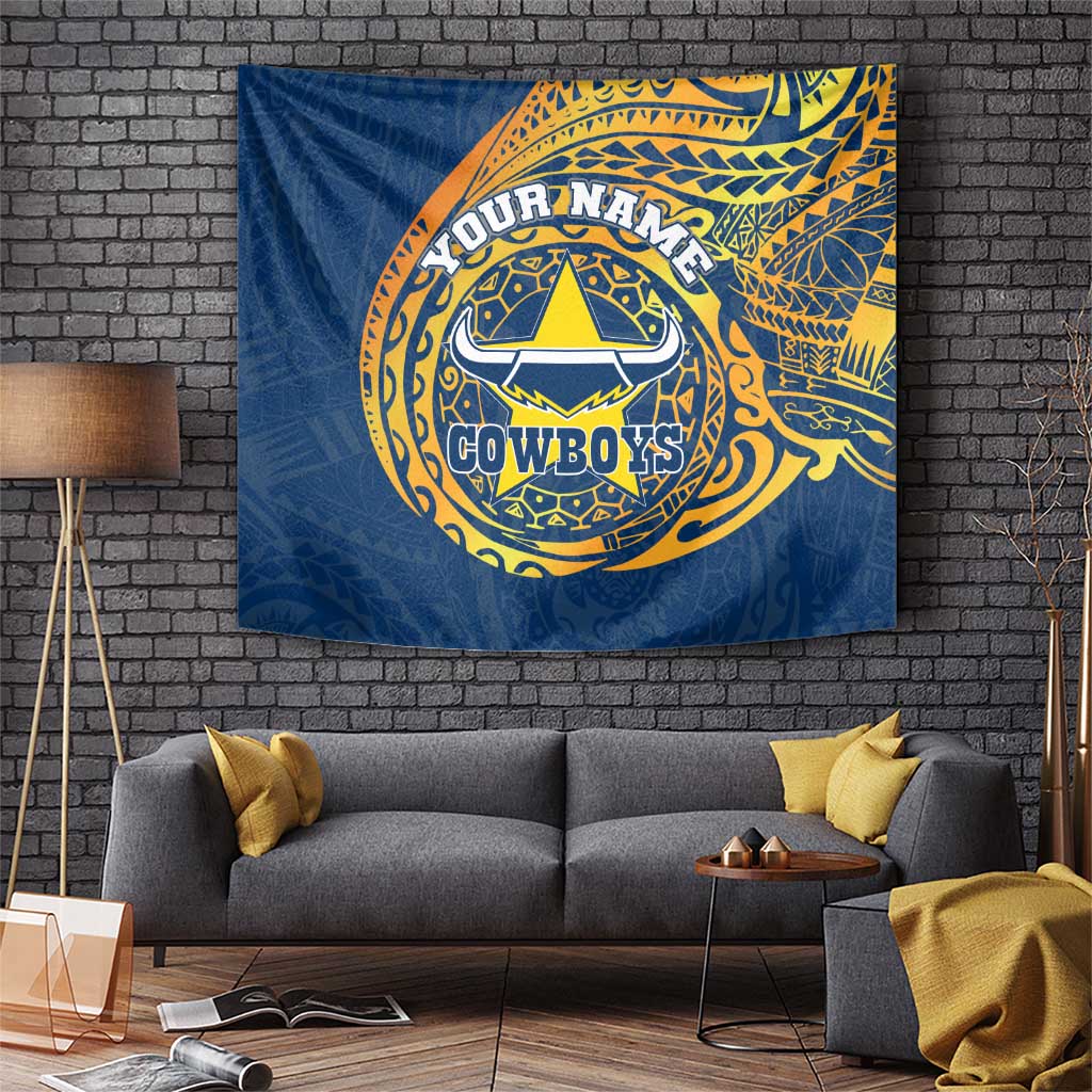 Personalized North Queensland Cowboys Tapestry Polynesian Tribal Chest and Sleeve Tattoo