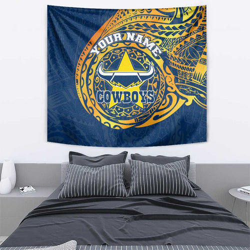 Personalized North Queensland Cowboys Tapestry Polynesian Tribal Chest and Sleeve Tattoo