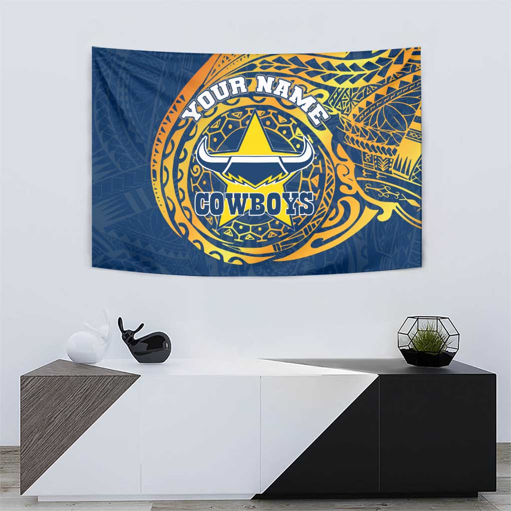 Personalized North Queensland Cowboys Tapestry Polynesian Tribal Chest and Sleeve Tattoo